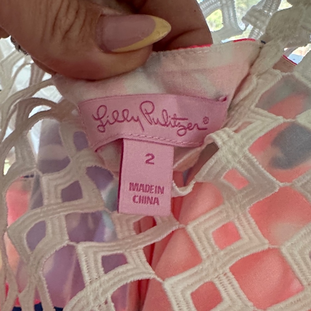 Lilly Pulitzer Dee Shift White Geo Lattice Dress Size 2 - Picture 2 of 4